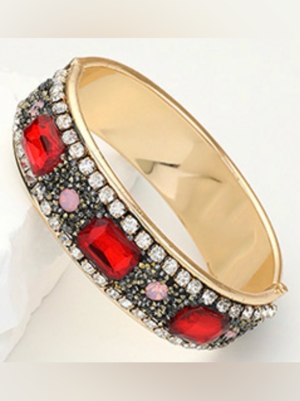 Gold-Plated Red Crystal Pavé Bracelet